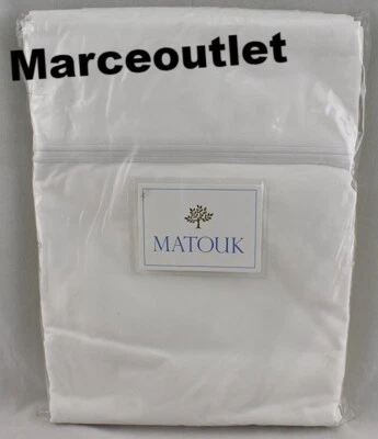 Matouk Essex Cotton Percale FULL / QUEEN Flat Sheet White / White - Image 1 of 4
