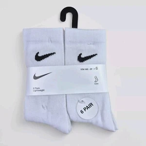 NIKE Boys Socks Crew Lightweight School Everyday Kids 6 Pair Shoe Size 10C-3Y - Picture 1 of 4