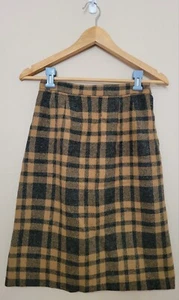 Vintage Brown & Black Plaid Flannel Pencil Skirt School Girl Academia Size XS - Picture 1 of 7