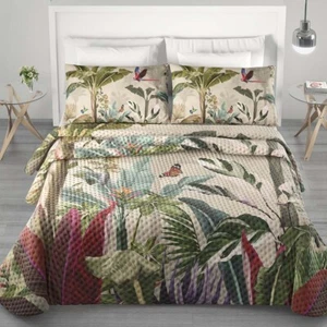 Copriletto Trapuntato Letto Matrimoniale Irge "Tropical" In Stampa Digitale - Foto 1 di 1