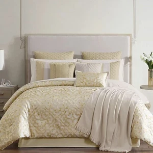 14-Pc Comforter Set Queen Gold Hallmart Collectibles Caroline - Picture 1 of 11