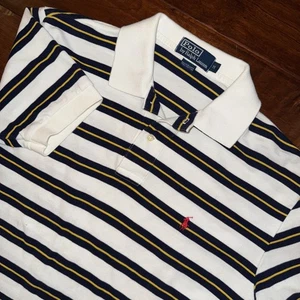 Polo Ralph Lauren Men’s Polo Rugby Stripe Shirt Medium White/Blue/Yellow - Picture 1 of 7
