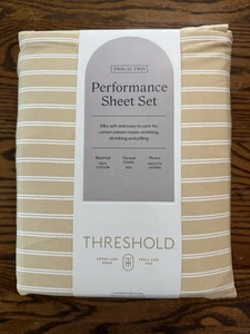 Twin XL 400 Thread Count Performance Sheet Set Yellow/Gold Stripe - Threshold - Picture 1 of 3
