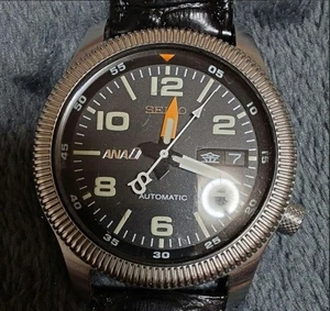 SEIKO ANA Pilot Limited Edition 7S26-0620 Black Automatic Used Working F/S - Picture 1 of 4