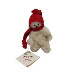 Bufanda roja vintage Corbins Corner muñeco de nieve lanudo 1993 Lets Go For a Ride hecha a mano - Imagen 1 de 7