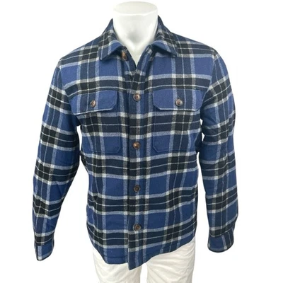Abercrombie & Fitch Hombres Azul Polar Lana Manga Larga Camisa Abotonada Chaqueta S Foto 1 de 4