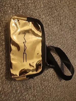Bolso Cinturón MAC Cosmetics Dorado Brillante Metálico con Cremallera Nuevo sin Etiquetas Foto 1 de 3