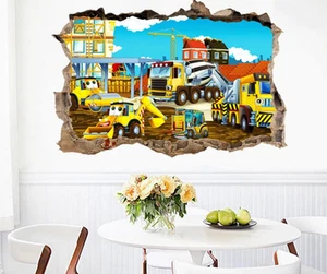 TRACTOR TRUCKS CONSTRUCTION SITE ENGINEERING 3D WALL STICKER MURAL ART Decal - Bild 1 von 2