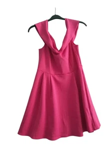 Hot Pink Scuba Bardot Prom Dress - Picture 1 of 1