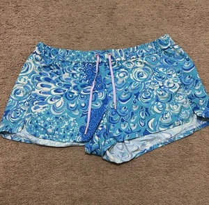Lilly Pulitzer Shorts Damen M rosa blau luxuriös Biker Short 3" Ozean Strand - Bild 1 von 6