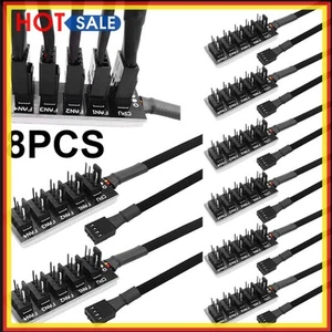 8Pcs 40cm 1 to 5 4-Pin PWM Fan CPU HUB Splitter PC Case Cooler Power Adapter - Afbeelding 1 van 9