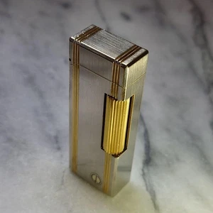 Encendedor de gas Dunhill Rolla vintage plateado combi 2 líneas estado de funcionamiento - Imagen 1 de 9