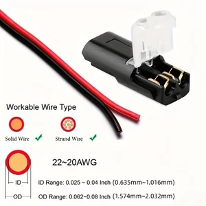 Practical 2-Pin LED Pluggable Wire Connectors,No Stripping Needed for AWG 18-22 - Picture 1 of 9