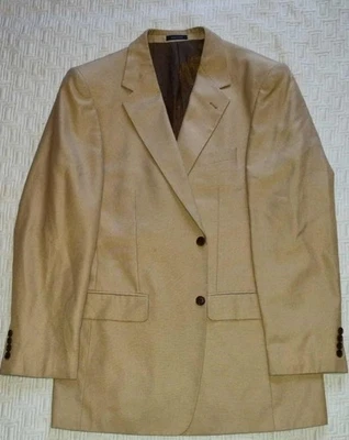 Abrigo deportivo de diseñador ROUNDTREE & YORKE MARRÓN SEDA/LANA para hombre talla 42L 42 largo * Foto 1 de 4