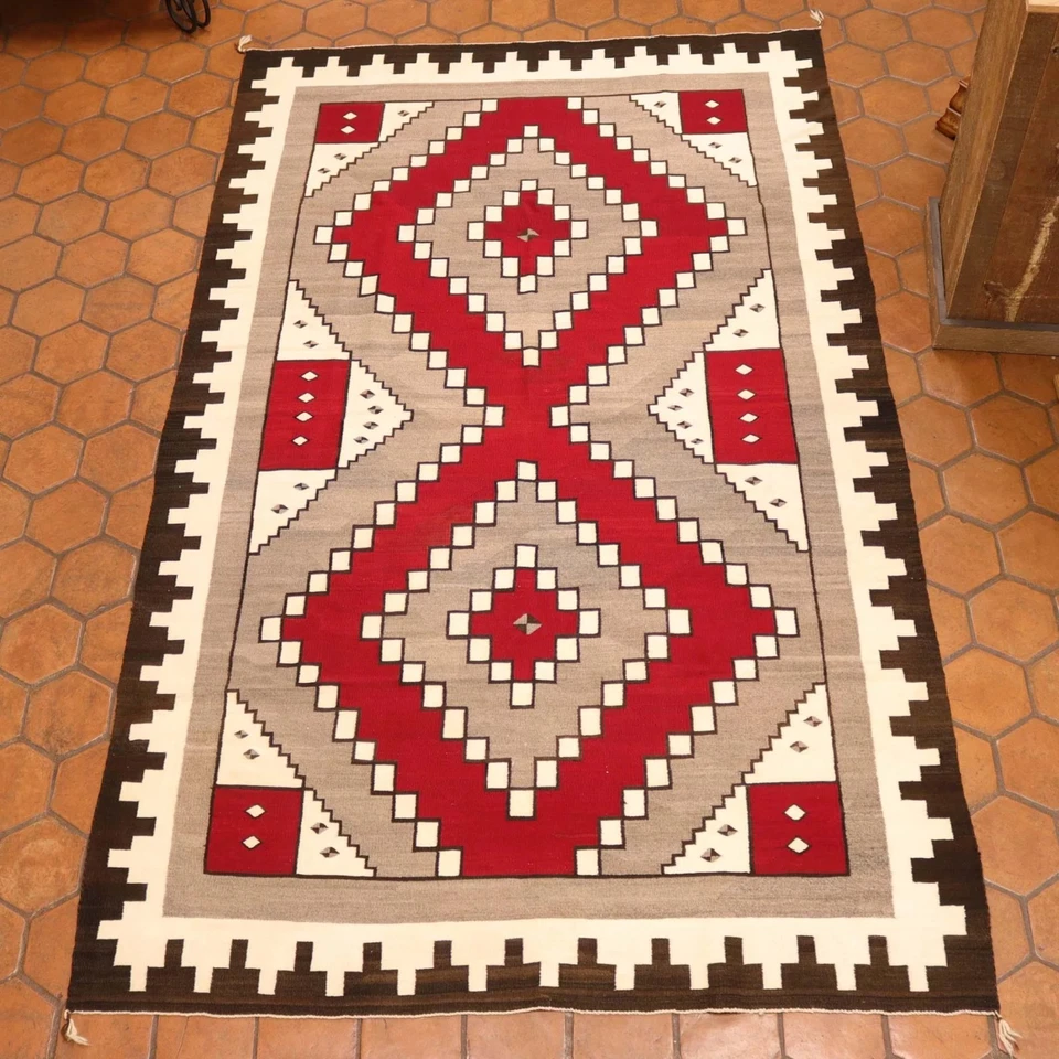 Handwoven Navajo Rug Western Design Native American Size 5x8 Free Shipping - Image 1 of 1