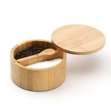 Spice Jars Storage Containers With Serving Spoon Bamboo For Salt Pepper