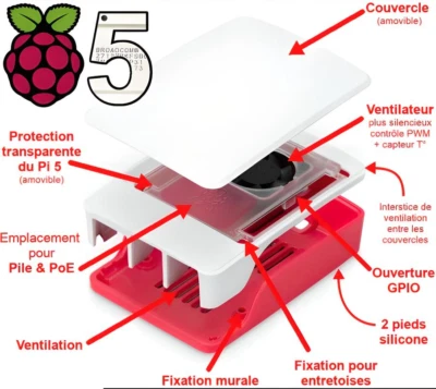 Raspberry Pi 5 Genuine SC1159 Pi 5 Case Red and White Free Postage UK BRAND NEW - Image 1 of 4