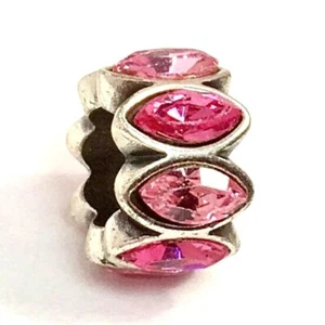 Brighton Navette Spacer Pink Bead, J9513A, Silver Finish, New - Picture 1 of 1