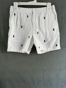 Ralph Lauren Polo Shorts White Black Embroidered Horse Kids 16 - Picture 1 of 6