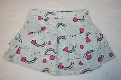 Girls GRAY RUFFLED SKORT Skirt w/ Shorts Attached RAINBOWS HEARTS SPRINKLES Sz 5 - Image 1 of 2