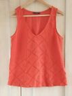 Ladies Coral Orange Diamond Pattern Sleeveless Top T Shirt Next Size 12