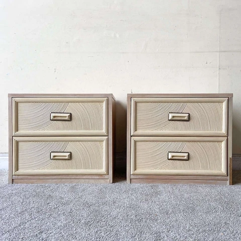 Postmodern Lexington Pencil Reed Nightstands by Henry Link - a Pair Cover