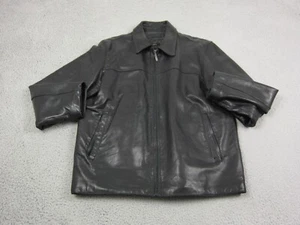 Vintage Claiborne Leather Jacket Mens Large Black Lambskin Full Zip Bomber Adult - Picture 1 of 17