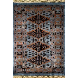 Amma Carpets Hand-Knotted Woolen Rug Gray Indo-Bukhara 2x3 feet - Picture 1 of 6