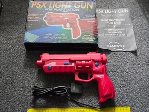 SONY PLAYSTATION 1 PS1 PS2 LIGHT GUN PISTOL Red Game Controller Blaster Control - Picture 1 of 4