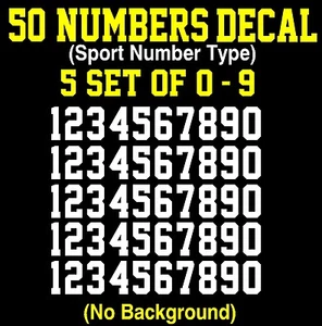 0-9 Numbers Vinyl Sticker Decal Sheet , 50 Total Numbers, Sport Number Type - Picture 1 of 4