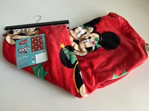 Disney Mickey Mouse Weihnachten Urlaub Weich Plüsch Überwurf Decke 50”x70” Rot Grün - Bild 1 von 11