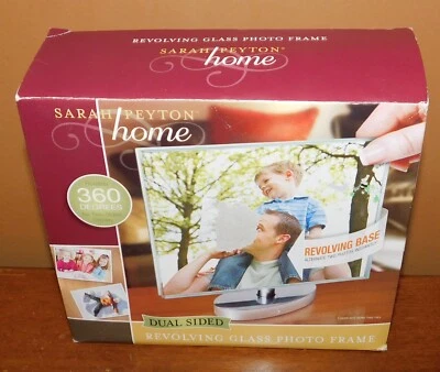 Nuevo Marco de Fotos de Vidrio Giratorio Sarah Peyton Hogar Doble Cara 360° 4" x 6" Foto 1 de 4
