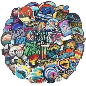 100Pc Surfing Sticker Pack Summer Wave Beach Sea Waterproof Surf Decals Lot Cool - Picture 1 of 8