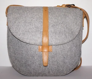 HEARTH & HAND with Magnolia Gray Felted Textile & Tan Leather Crossbody - Picture 1 of 10