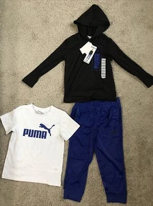 NWT Puma Boys 3 piece Active Set White/Blue/Black Size XXS 3/4 - Picture 1 of 6