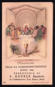 santino-holy card*COMUNIONE PASQUALE CASTELNUOVO DON BOSCO 1940 - Imagen 1 de 1
