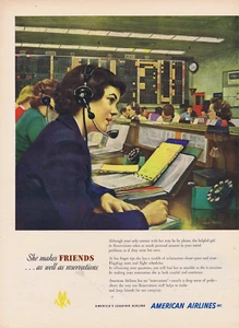 1959 American Airlines Reservations Dept John Falter Art Print Ad - Picture 1 of 1