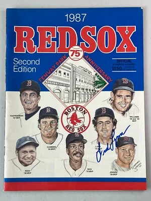 FRED LYNN SIGNED 1987 BOSTON RED SOX SCOREBOOK AUTHENTIC AUTO  - Image 1 of 2