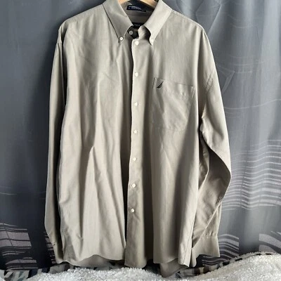 Nautica Shirt Men's Size 17 36/37 Gray Cotton Long Sleeve thick work shirt - Image 1 of 4