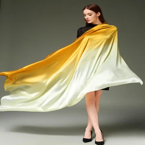 Colorful Gradient Women Silk Scarf Shawl Belly Dance Waving Scarf Veil 100*190cm - Picture 1 of 27