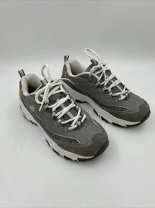 SKECHERS D'Lites Me Time Womens Size 10 Shoes Gray Leather Jersey Sneaker - Picture 1 of 14