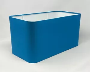 Lampenschirm türkis blau Baumwolle abgerundet rechteckig Lampenschirm - Bild 1 von 11