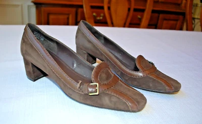 Zapatos de salón de cuero para mujer marrón gamuza Franco Sarto talla 6 tacón bloque Foto 1 de 4
