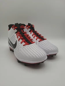 Nike Alpha Menace Strong Men's Size 7 White Red Football Cleats II5139-102 New - Picture 1 of 8