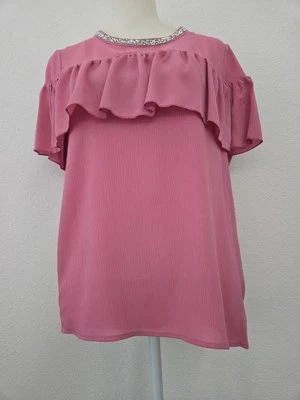 Top para mujer JUICY COUTURE con volantes en capas nuevo con etiquetas cuello brillante/top/talla XS  Foto 1 de 4