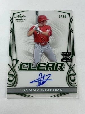 2023 Leaf Trinity Sammy Stafura Auto /25 Rookie Reds SSP RC - Image 1 of 2