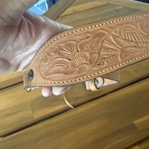 COBRA BIANCHI COBRA #70 WHITE STITCHED TOOLED SHEEP BACKED LEATHER RIFLE SLING - Picture 1 of 22