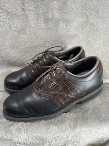 Zapatos de golf Footjoy Dryjoys para hombre 9,5 W cuero marrón negro tacos Aquaflex 53494 - Imagen 1 de 9