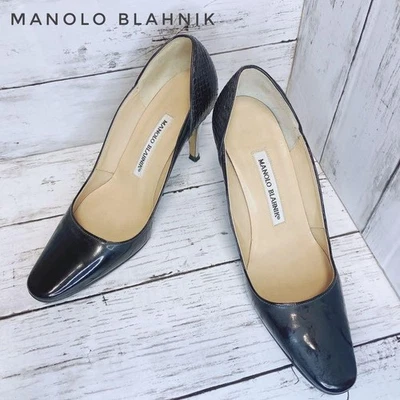 Zapatos de tacón alto Manolo Blahnik charol negro talla 35,5 para mujer Italia Foto 1 de 4