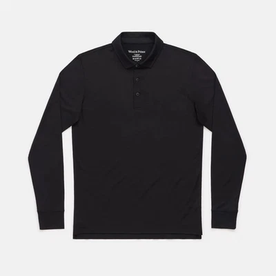 Wool& Prince Signature Long Sleeve Polo $98 MSRP Men’s Size M Black - Image 1 of 4